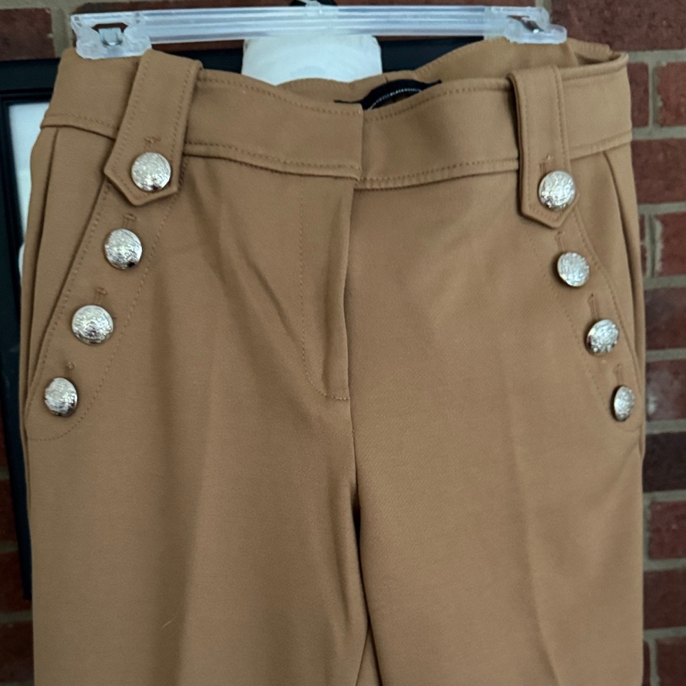 White House Black Market Tan Pants with Gold Buttons - Picture 2 of 9